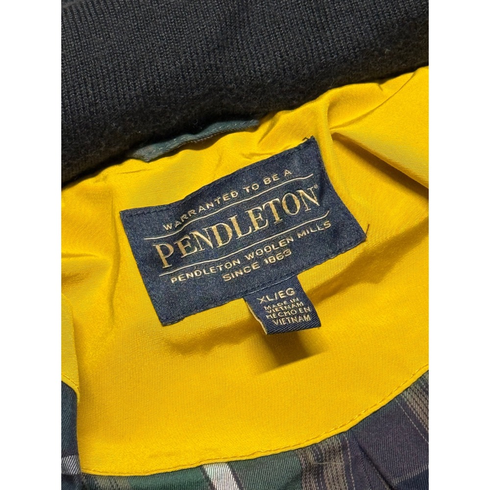 Pendleton Yellow Hooded Rain Jacket Plaid Lined Mustard Coat Mens XL 1328191 - Picture 3 of 5